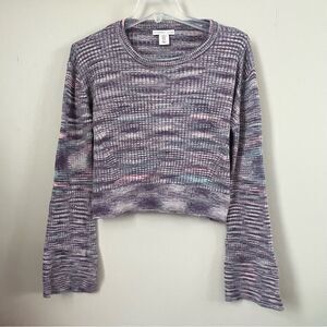 Sincerely Jules Knit Cropped Bell Sleeve Purple and Pink Sweater Size Junior XL